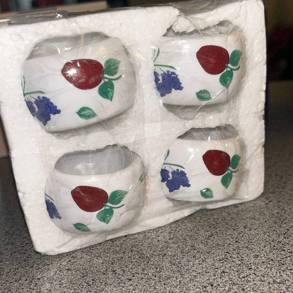 New Princess House Orchard Medley Fruit Napkin Rings Set